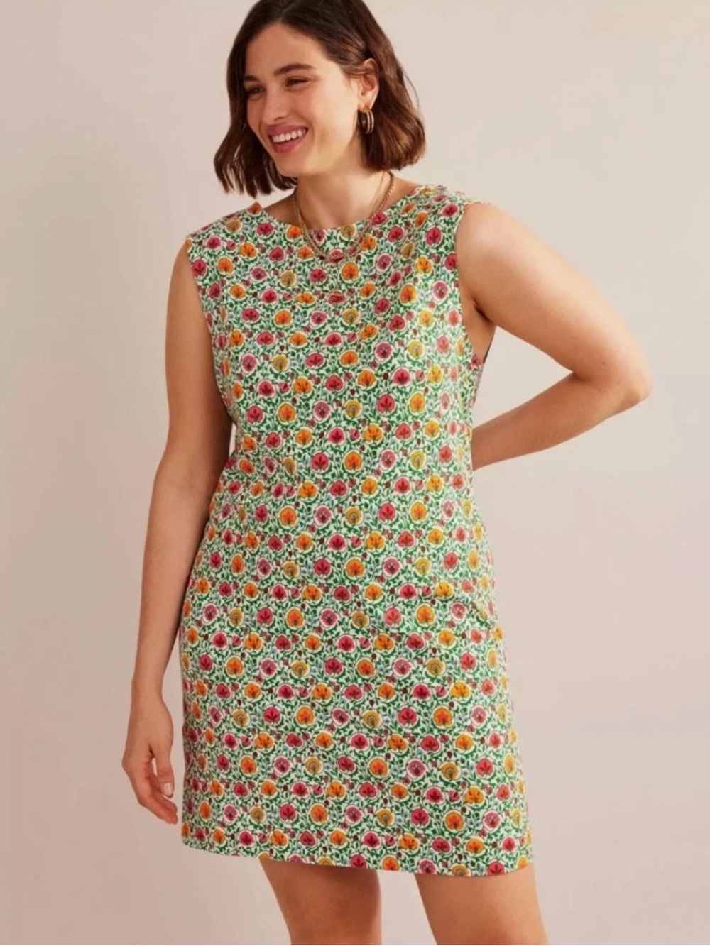 Boden Sleeveless Cotton Jersey Shift Dress in Enchanted Bloom Pattern NEW - Picture 7 of 7